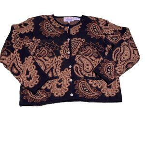 Tally Ho Acrylic Cardigan Sweater Womens Large Vintage 90s Knit Buttons‎